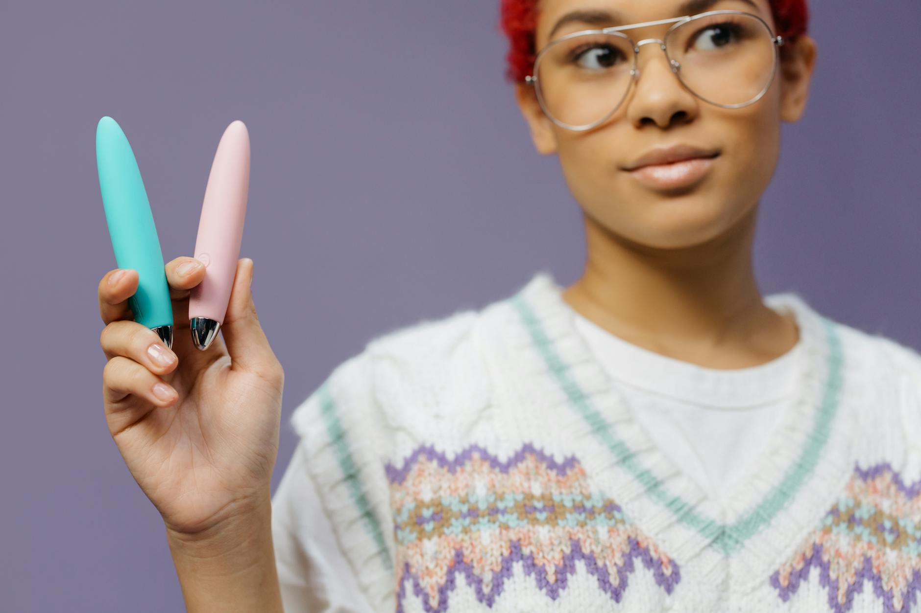 Two colorful vibrators displayed together, representing modern couple exploration